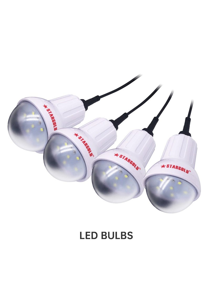 Stargold Solar Lighting System 10W Solar Panel 4LED Bulbs With 10 In 1 Charging Cable Control Box With Built In Battery  - Image 2