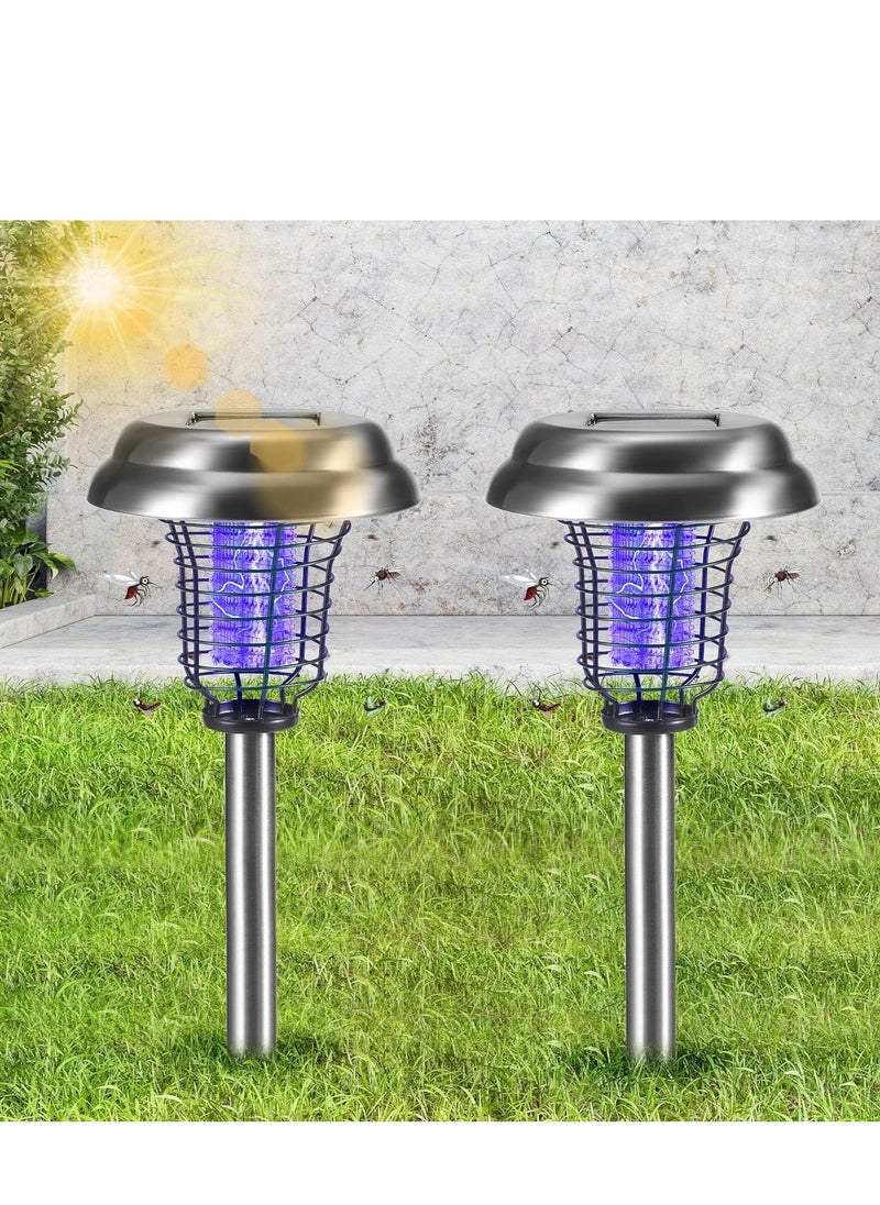 KASTWAVE Solar Bug Zapper, Waterproof Outdoor Mosquito Zapper Outdoor Led Mosquito Killer Light Mosquito Repellent, for Indoor Outdoor Use Garden Pathway Patio, 2 Pcs  - Image 1