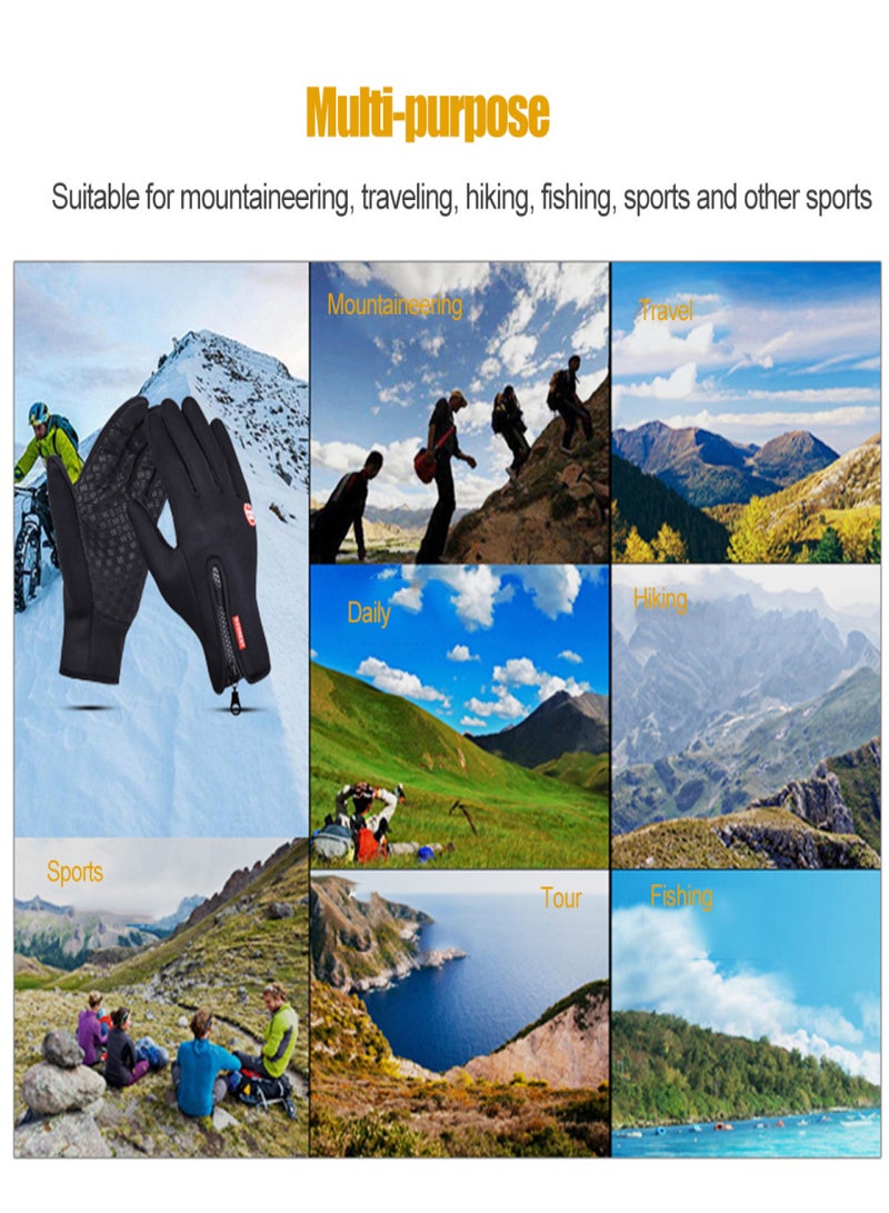 كينسيلور قفازات Kyncilor Glove خارجية شتوية دافئة غير قابلة للانزلاق تعمل باللمس لركوب الدراجات الرياضية، برتقالي (مقاس S) - Image 2