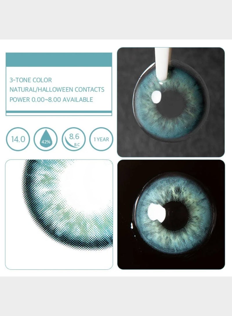 Unibling Uranus Blue Yearly Colored Unisex Cosmetic Contact Lenses, Enlargement Collection - Image 4
