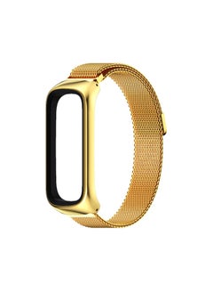 Three-bead Metal Stainless Steel Wristband For Galaxy Fit 2 Milanese Clasp Magnetic Suction Fitness Tracker Band-Color:MILAN MAGNETIC-GOLD