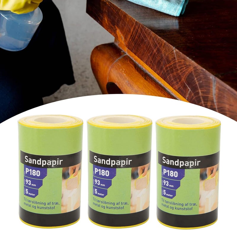 180 Grit Sandpaper Roll 3.6in x 16.4ft Ceramic Alumina Sandpaper Sheets Roll 3pcs Sanding Paper for Wood Sanding Automotive Polishing - Image 4