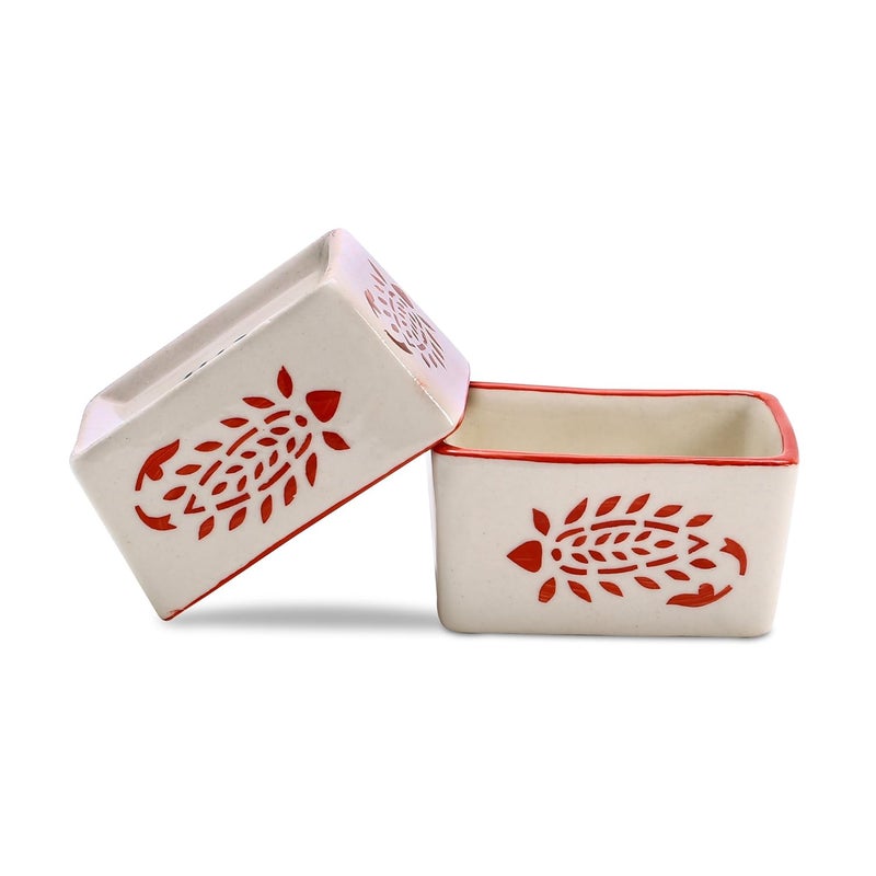 Caffeine Ceramic Handmade Red Boota Dip And Sauce Set Of 12 - Image 2