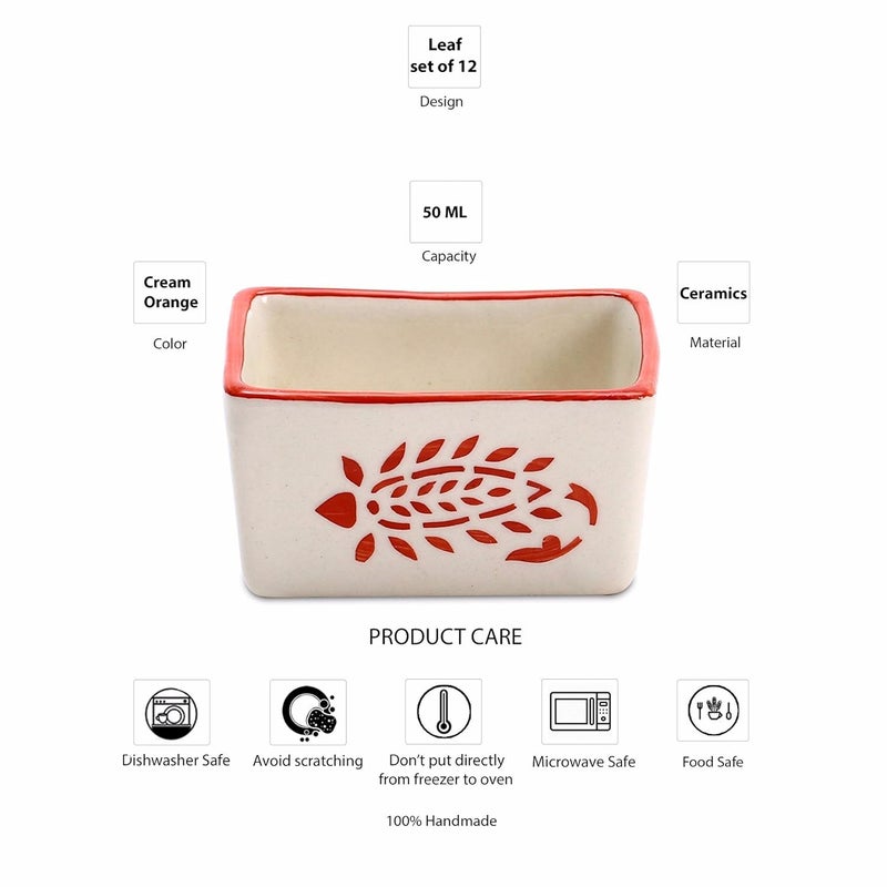 Caffeine Ceramic Handmade Red Boota Dip And Sauce Set Of 12 - Image 5