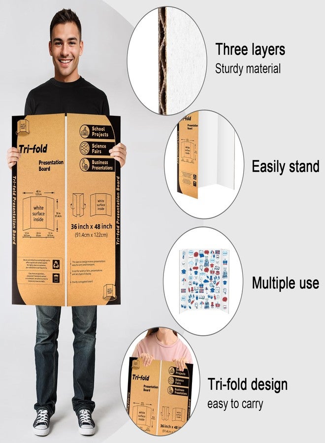 IKAYAS 2 Pack Trifold Poster Board 48" X 36", IKAYAS Single sided White Poster Boards, Science Fair Display Boards Posterboard Foamboard for Mounting, Prints, Art, Display,Projects Classroom Supplies - Image 3