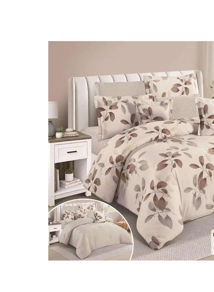 LEVORE Luxurious 100% cotton summer double bedspread with excellent, fixed filling, consisting of 8 pieces / king size 230*250 - Image 2