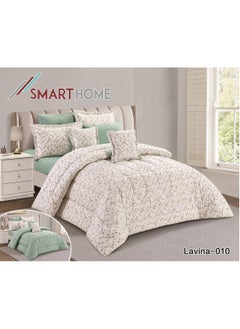 سمارت هوم طقم لحاف نفرين مفرش صيفي قطن %100فخم حشوه ممتازه ثابته مكون من 8قطع / king size230*250 