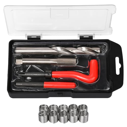 15 Pcs Thread Inserts M14x15 Female Thread Repairing Accessory Assortment Kit Spark Plug Thread Repair Kit Drill Helicoil Repair Kit Thread Repair Tool for Automotive Mechanical Repairing