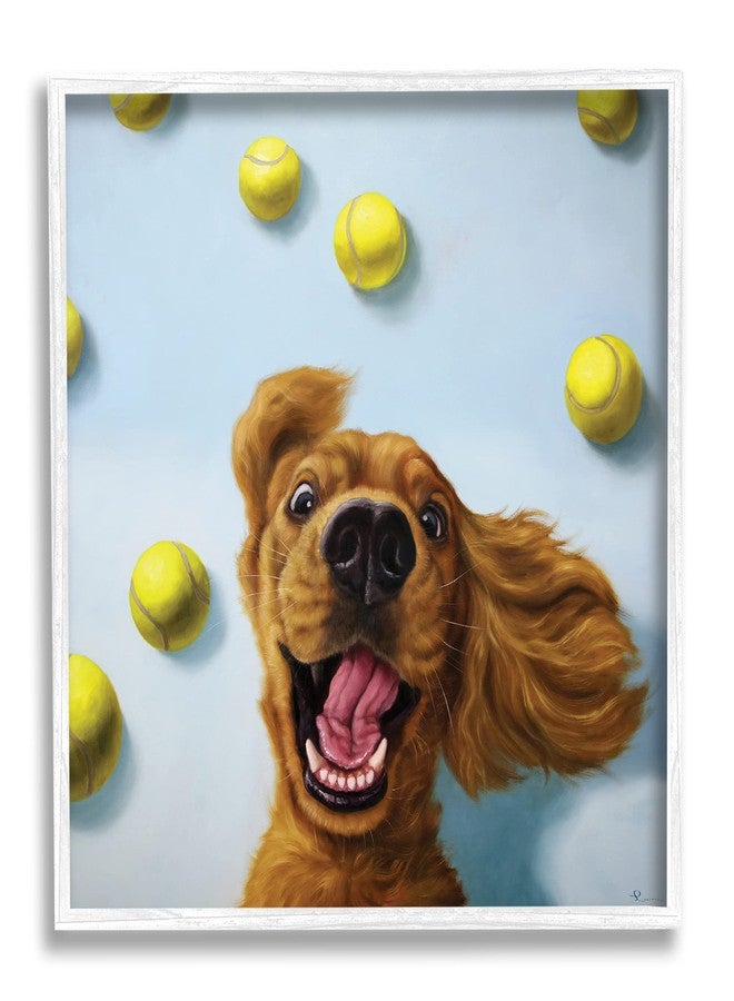 Stupell Industries Happy Smiling Pet Dog with Yellow Tennis Balls - Image 1