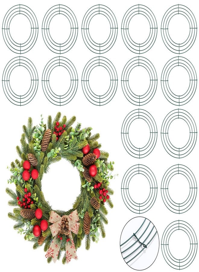Hotop 15 Pcs 8" Wire Wreath Frame, Round Metal Wreath Rings Form for DIY Crafts Floral Decorations on Weddings Christmas Home Party Celebrations, Dark Green (8 Inch) - Image 1