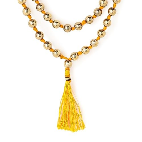 Divine Hindu Golden Pyrite Stone Necklace | 108 Beads Mala | Healing Crystal Japa Mala for Wealth, Confidence, Protection, Meditation, Chakra Balancing, Yoga, Spiritual Energy | For Men & Women - Image 2