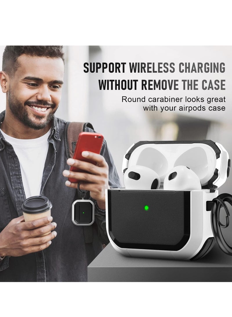 AirPods 3 Case Cover with Keychain Upgraded Armor Shockproof Hard-Shell Protective TPU Compatible for Apple Airpods 3rd Generation Case for Women Men Girls Boys (Front LED Visible) - Image 4