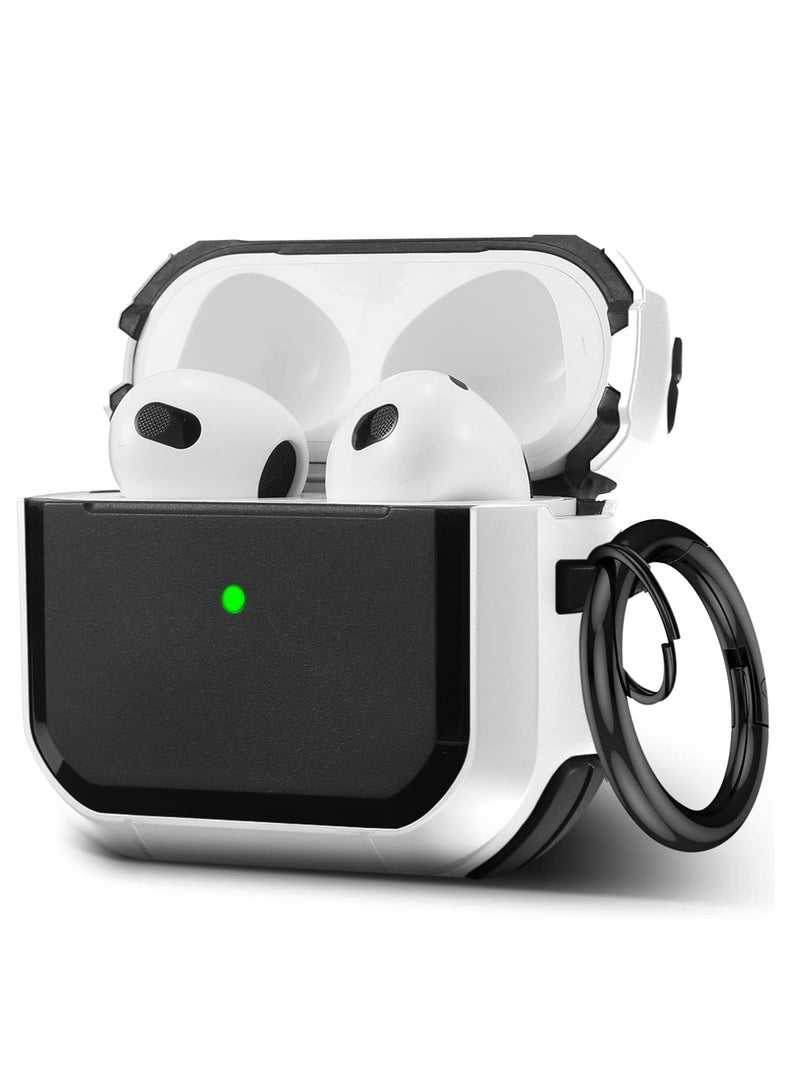 AirPods 3 Case Cover with Keychain Upgraded Armor Shockproof Hard-Shell Protective TPU Compatible for Apple Airpods 3rd Generation Case for Women Men Girls Boys (Front LED Visible) - Image 1