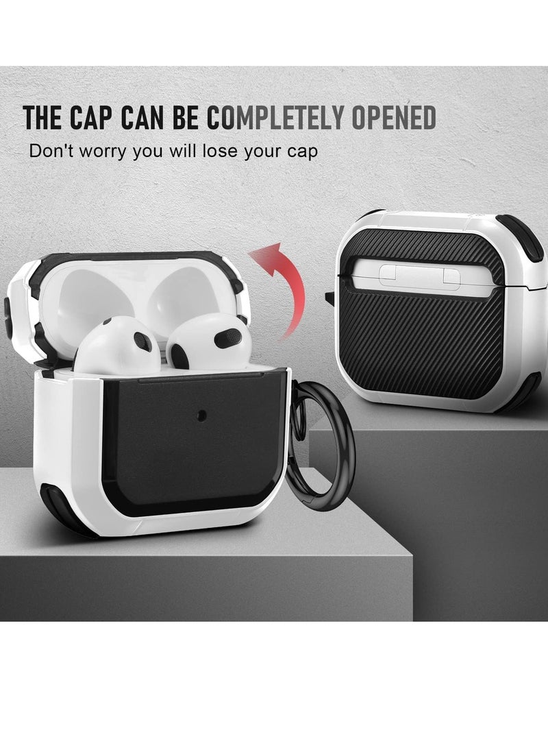 AirPods 3 Case Cover with Keychain Upgraded Armor Shockproof Hard-Shell Protective TPU Compatible for Apple Airpods 3rd Generation Case for Women Men Girls Boys (Front LED Visible) - Image 2