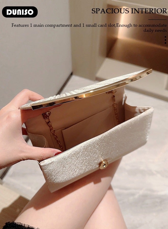 DUNISO Womens Clutch Bag, Sparkly Evening Clutch Purse, Champagne Shoulder Bag with Removable Chain, Crossbody Envelope Bag for Formal Dress Bride Wedding Prom Party  - Image 5