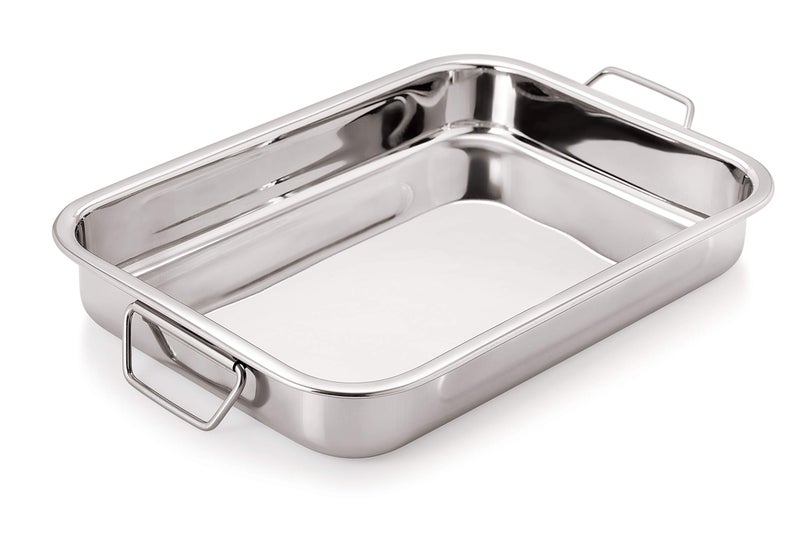 Chef Direct Chef Direct Stainless Steel Roasting Pan with Folding Handles, 25cm, Silver - Image 1
