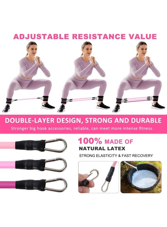 BUPY 6Pcs Ankle Resistance Bands with Cuffs, Perfect for Home Workouts and Fitness Training, Resistance Bands for Leg Training Exercise Equipment, Kickbacks Hip Gluteus Training Exercises (Pink) - Image 2