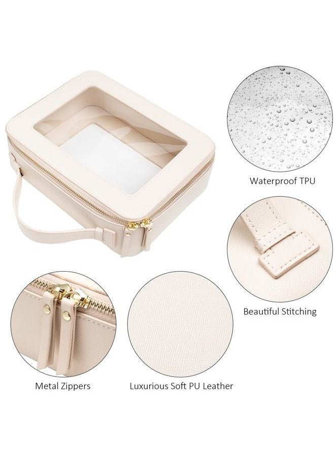 LETGO Clear Makeup Bag, Travel Toiletry Cosmetic Bag Case Portable Clear Makeup Organizer Transparent Storage Bag Fit Carry-on Travel Accessories for Women Men (large white)  - Image 1