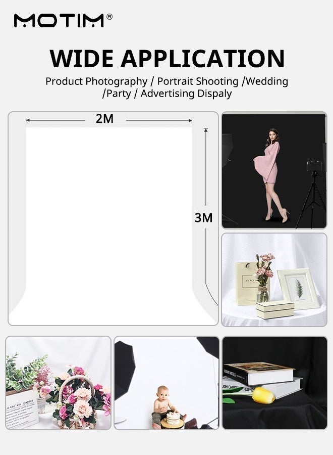 موتيم خلفية 3M × 2M للتصوير الفوتوغرافي، مجموعة الصور 2، شاشة خلفية سوداء/بيضاء للتصوير الفوتوغرافي وتصوير الفيديو في الاستوديو والتصوير الفوتوغرافي بالزوم - Image 4