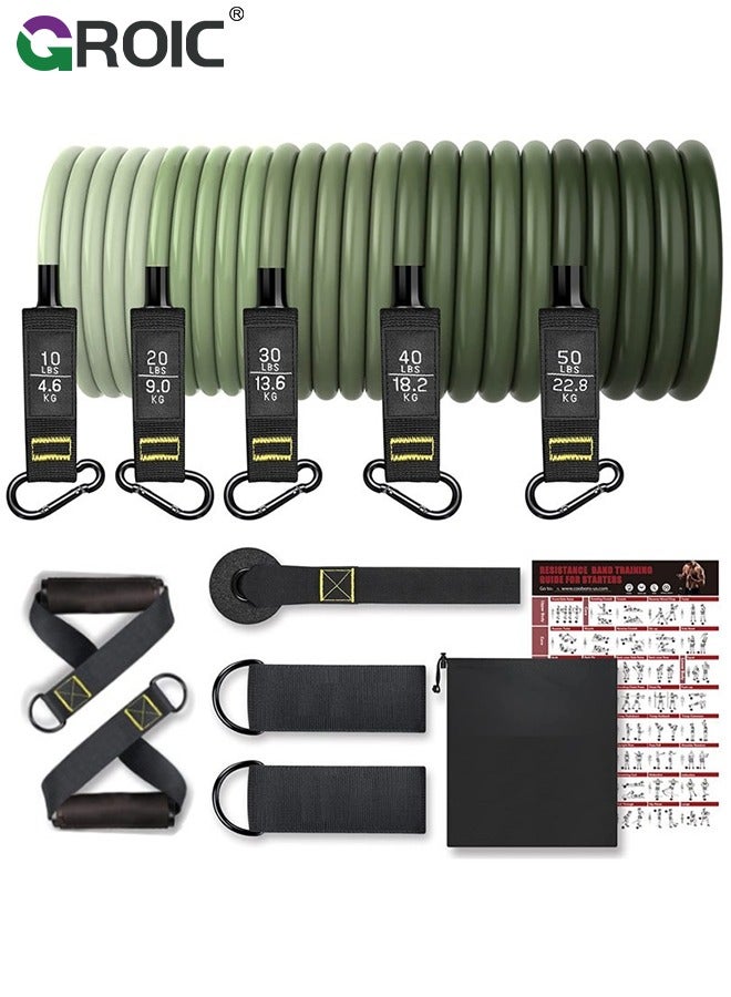 GROIC Resistance Bands, Exercise Bands with Handles, Fitness Bands, for Heavy Resistance Training, Physical Therapy, Shape Body, Yoga, Home Workout Set,Resistance Bands for Working Out(150 lbs) - Image 1