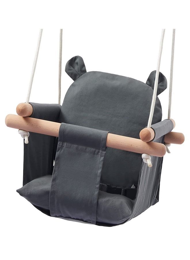 NKX Baby Swing Set with Safety Belt Hook and Wooden Handle  - Image 1
