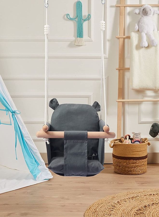 NKX Baby Swing Set with Safety Belt Hook and Wooden Handle  - Image 2