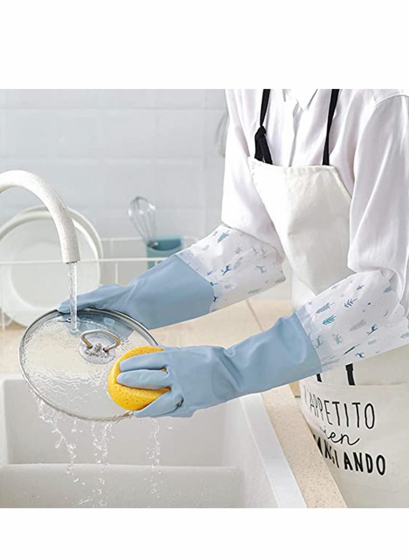 Zikra Rubber Cleaning Gloves, Reusable Waterproof Household Kitchen Dishwashing Glove, Long Sleeves, Kitchen Cleaning, Food Handling, Working, Painting, Gardening, Pet Care, Large (3 Pairs) - Image 3