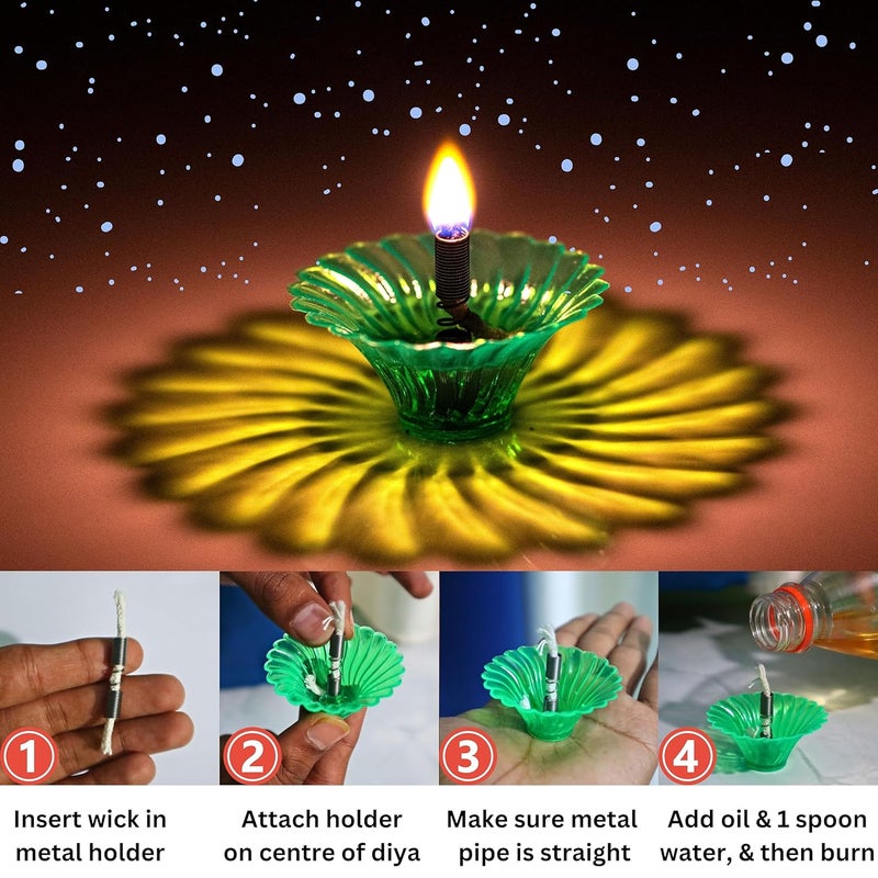 Indian Karigar 12pcs Diwali Diyas Colourful 3D Reflection Diya For Decor Sun Shape Shadow Reflective Diyas Reusable Navratri Lights Multicolour - Image 5