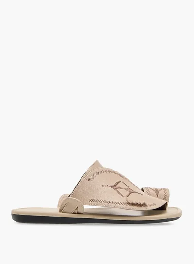 Al Waha Men Embroidered Slip-On Arabic Sandals with Toe Loop Ramadan Collection