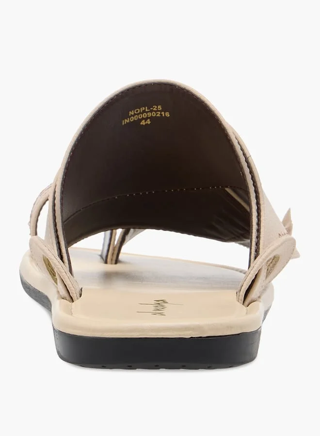 Al Waha Men Embroidered Slip-On Arabic Sandals with Toe Loop