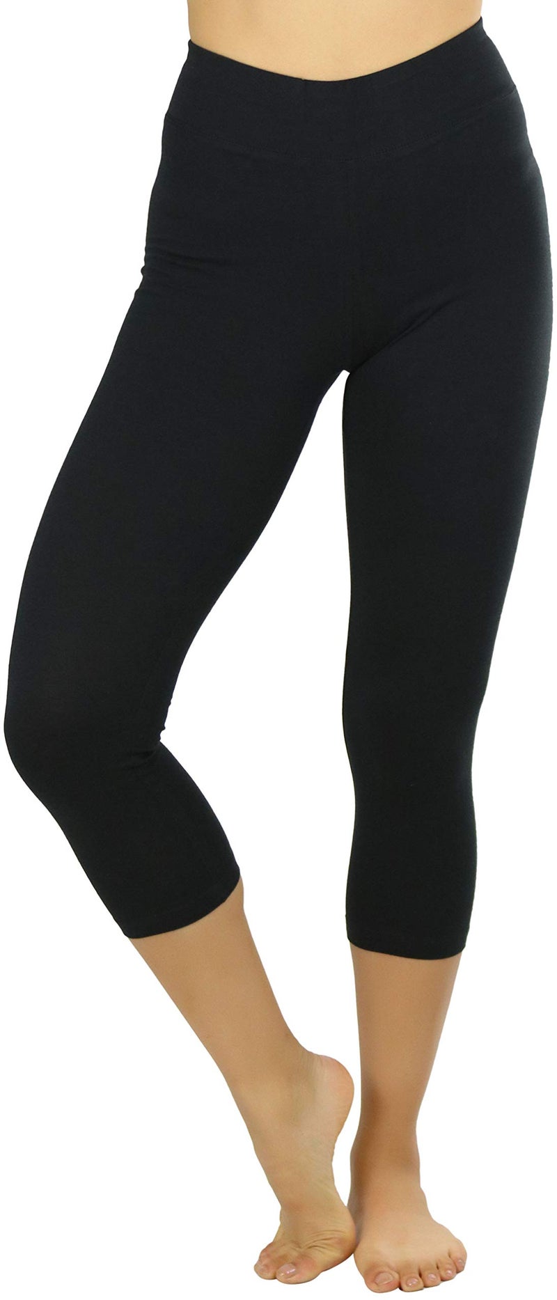ToBeInStyle Women's Cotton-Spandex Capri Leggings - Black - Medium - Image 1