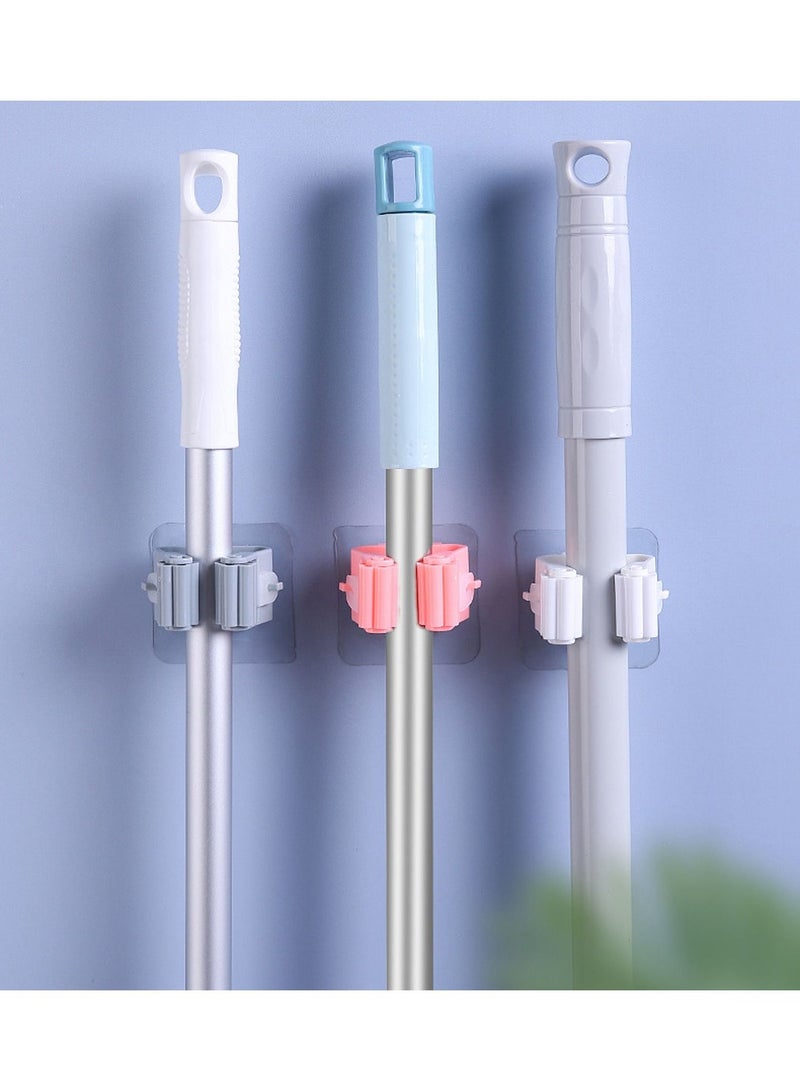 3 قطع من حامل المكنسة على الحائط بدون مكنسة حفر وممسحة وحامل ذاتي اللصق ومضاد للانزلاق ومنظم متعدد الوظائف للمنزل والمطبخ والحديقة وتخزين المرآب - Image 1