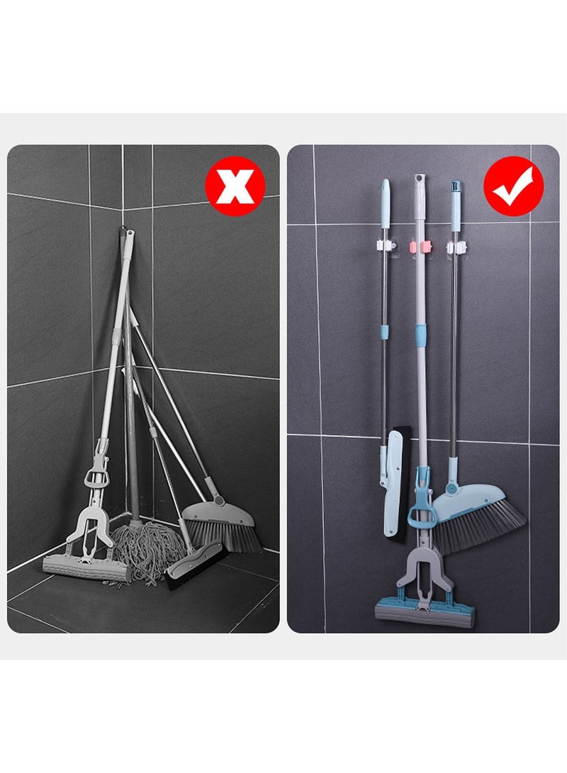 3 قطع من حامل المكنسة على الحائط بدون مكنسة حفر وممسحة وحامل ذاتي اللصق ومضاد للانزلاق ومنظم متعدد الوظائف للمنزل والمطبخ والحديقة وتخزين المرآب - Image 5