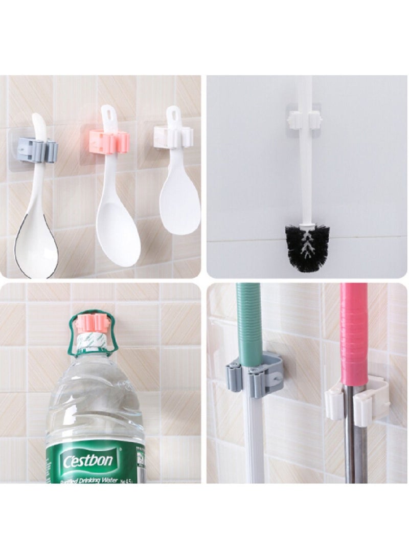 3 قطع من حامل المكنسة على الحائط بدون مكنسة حفر وممسحة وحامل ذاتي اللصق ومضاد للانزلاق ومنظم متعدد الوظائف للمنزل والمطبخ والحديقة وتخزين المرآب - Image 2