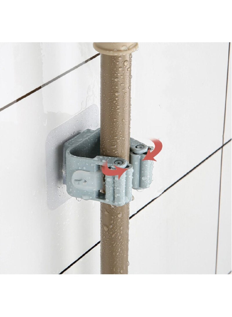 3 قطع من حامل المكنسة على الحائط بدون مكنسة حفر وممسحة وحامل ذاتي اللصق ومضاد للانزلاق ومنظم متعدد الوظائف للمنزل والمطبخ والحديقة وتخزين المرآب - Image 3