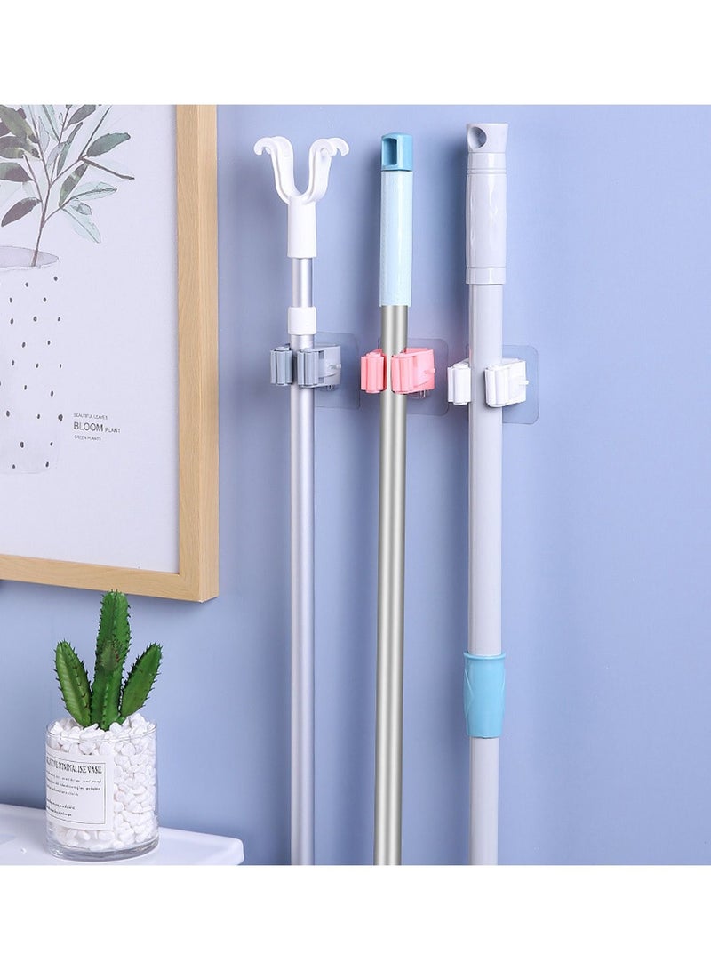 3 قطع من حامل المكنسة على الحائط بدون مكنسة حفر وممسحة وحامل ذاتي اللصق ومضاد للانزلاق ومنظم متعدد الوظائف للمنزل والمطبخ والحديقة وتخزين المرآب - Image 4