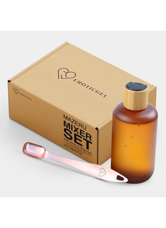 EROTICGEL Nuru Massage Gel Powder Mixing Set | 2-Piece Massage Gel Mixer with Plastic Bottle and Rose Gold Stainless Steel Spoon | 250ml (8.45 fl oz) | Massage Accessory Ideal for Home or Professional Use  - Image 1