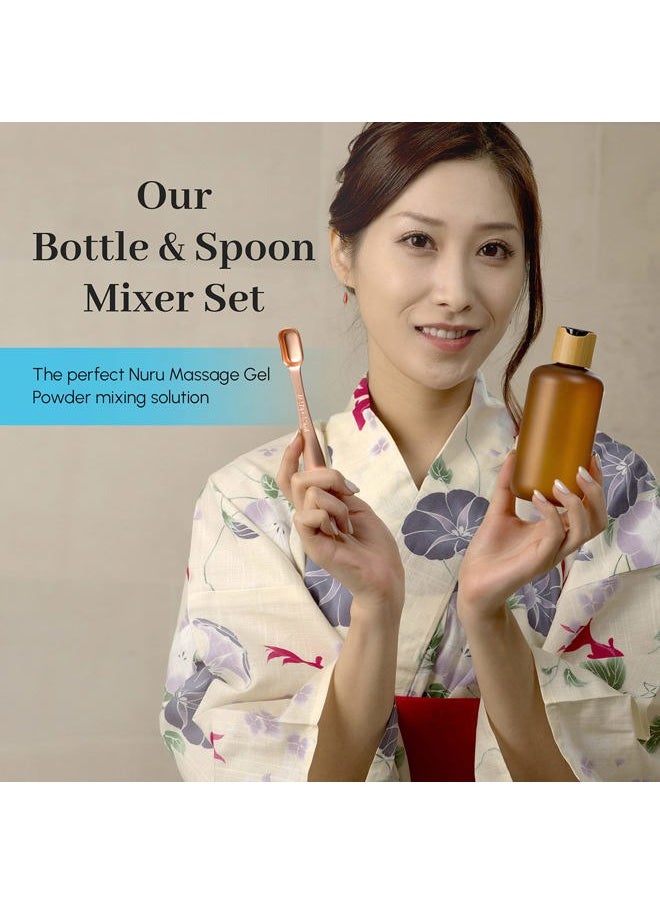 EROTICGEL Nuru Massage Gel Powder Mixing Set | 2-Piece Massage Gel Mixer with Plastic Bottle and Rose Gold Stainless Steel Spoon | 250ml (8.45 fl oz) | Massage Accessory Ideal for Home or Professional Use  - Image 5