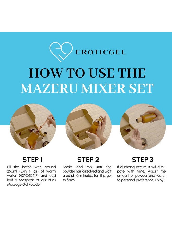 EROTICGEL Nuru Massage Gel Powder Mixing Set | 2-Piece Massage Gel Mixer with Plastic Bottle and Rose Gold Stainless Steel Spoon | 250ml (8.45 fl oz) | Massage Accessory Ideal for Home or Professional Use  - Image 4