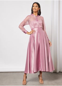 Zoey Long Sleeved Lace Bodice Dress  - Image 1