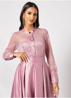 Zoey Long Sleeved Lace Bodice Dress  - Image 3