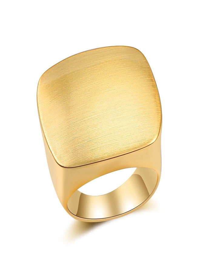Mytys Statement Chunky Ring Square Gold Plated, Minimalist Modern Geometric Dome Fashion Rings for Women, Trendy Oversized Band Ring Jewelry Gift (Gold, 9) - Image 1