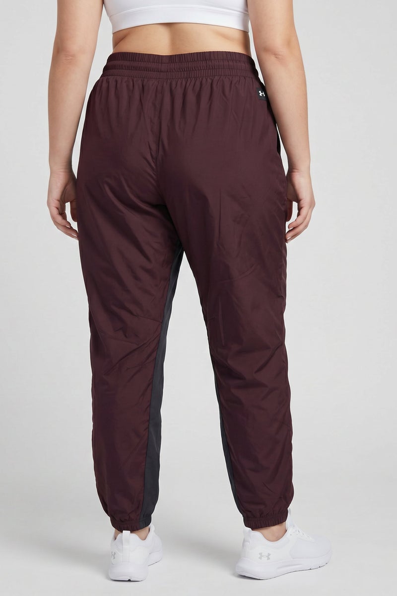 UNDER ARMOUR Women Loose Fit Project Rock Training Track Pants, Maroon - Image 4