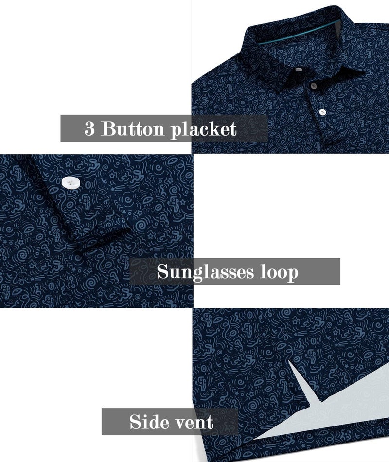 ZITY Men's Golf Shirts Short Sleeve Moisture Wicking Performance Print Patterns Casual Collared Golf Polo Shirt for Men - Image 4