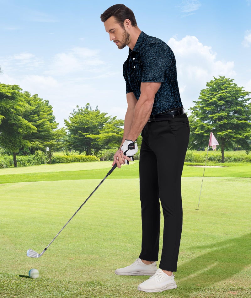 ZITY Men's Golf Shirts Short Sleeve Moisture Wicking Performance Print Patterns Casual Collared Golf Polo Shirt for Men - Image 3