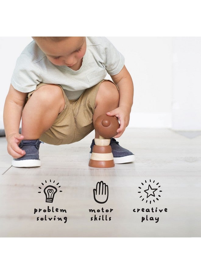 Wee Gallery Wood Stacker (Bear) Classic Learning Toy for Baby Development, Motor Skills, Problem Solving Activity, Child Safe Natural Materials, for Ages 18 Months and Up - Image 2