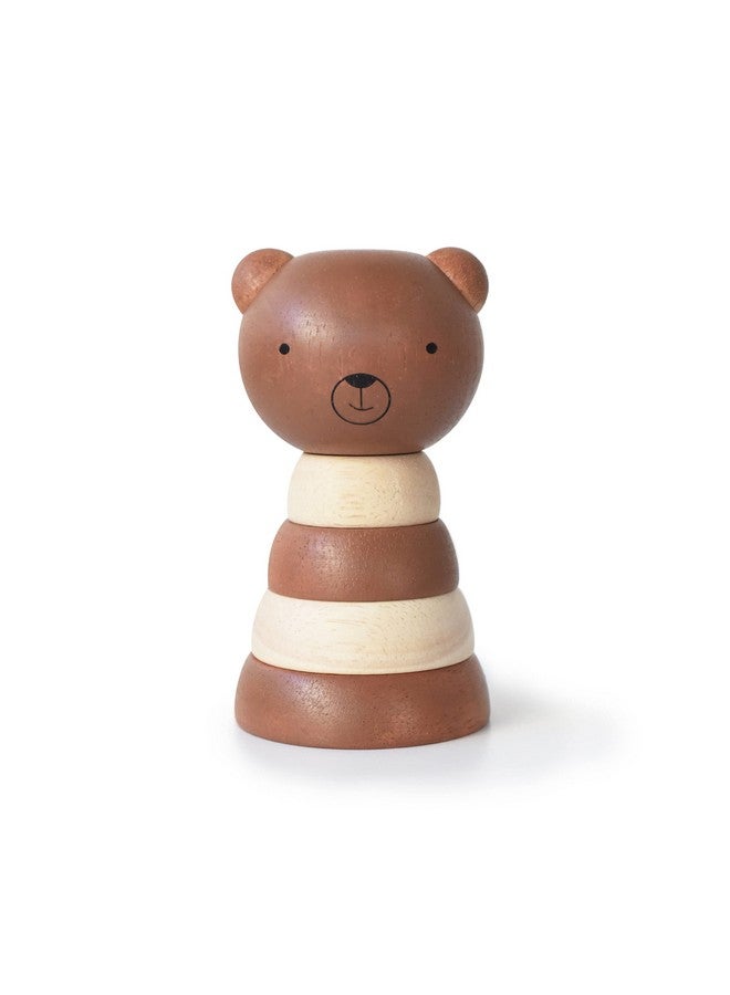 Wee Gallery Wood Stacker (Bear) Classic Learning Toy for Baby Development, Motor Skills, Problem Solving Activity, Child Safe Natural Materials, for Ages 18 Months and Up - Image 1