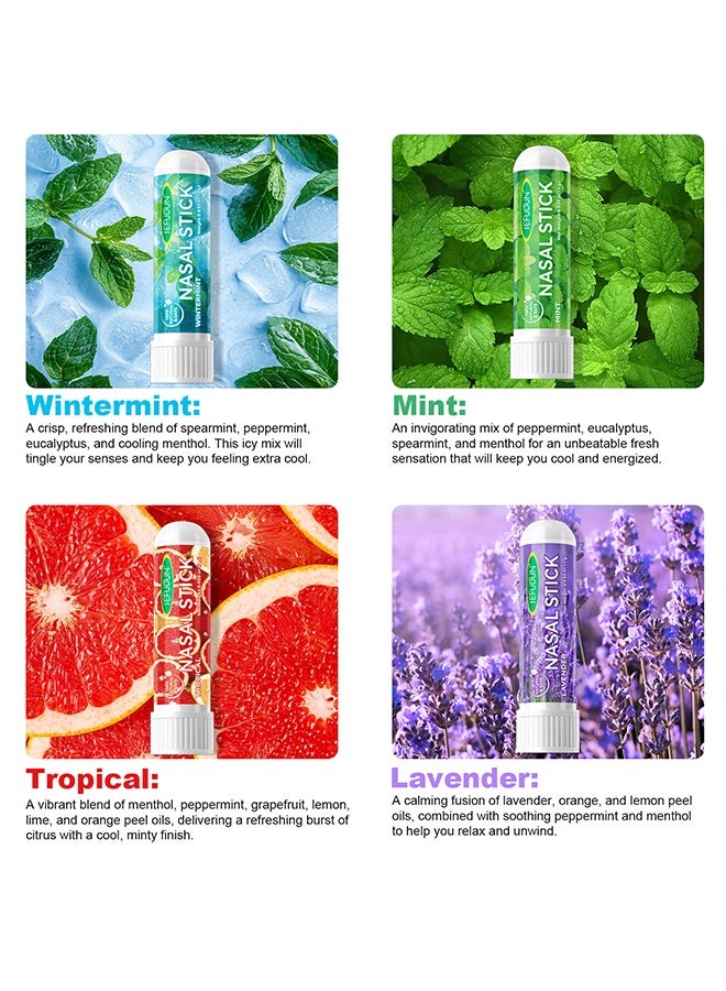 Sefudun 4 Pack Nasal Stick,Nasal Inhaler Stick,Nose Inhaler Stick,Nasal Stick Boost Energy Set,Nasal Stick Inhaler,Sinus Congestion Relief, Daily Relaxation, Stress Relief, Pure Natural Ingredients - Image 2