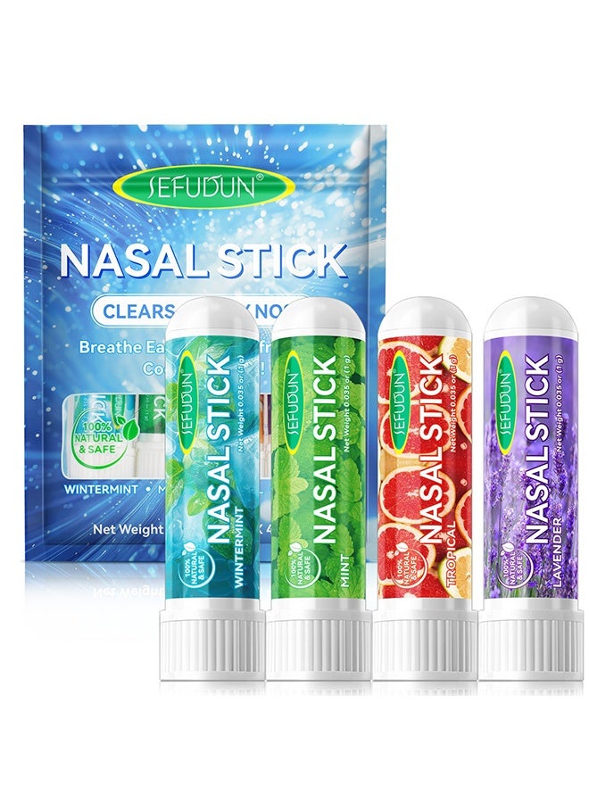Sefudun 4 Pack Nasal Stick,Nasal Inhaler Stick,Nose Inhaler Stick,Nasal Stick Boost Energy Set,Nasal Stick Inhaler,Sinus Congestion Relief, Daily Relaxation, Stress Relief, Pure Natural Ingredients - Image 1