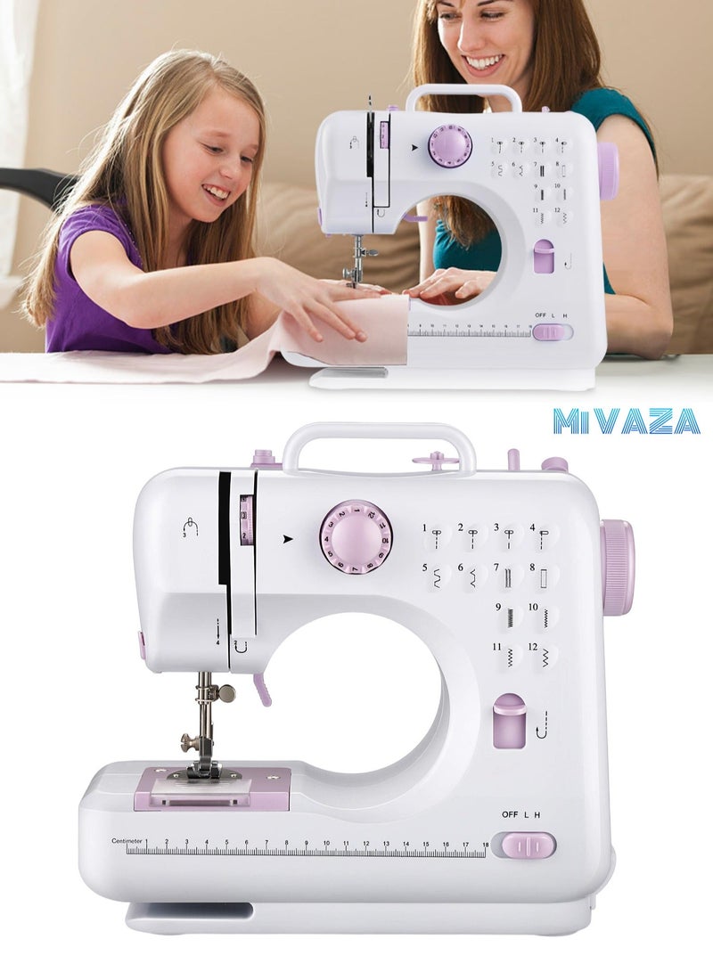 HOMESTAR 12-Stitch Electric Sewing Machine - Double Line and Speed Portable Multifunctional for Beginners Kids - Image 1